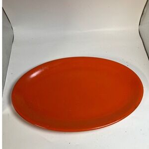 Sunset Pottery California USA Orange Glazed Oval Serving Platter Plate